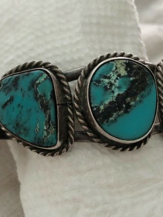 VERY RARE VINTAGE NAVAJO ROYSTON TURQUOISE STERLING SILVER BRACELET OLD 7