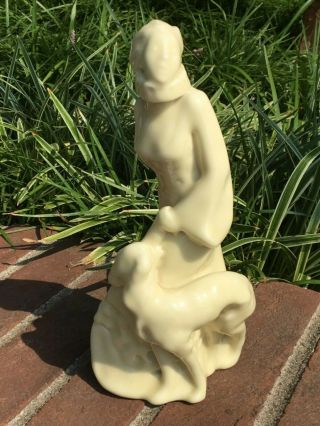 RARE ROOKWOOD POTTERY ART DECO ERTL STYLE GIRL AND DOG SCULPTURE FIGURE STATUE 10