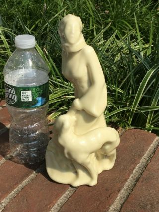 Rare Rookwood Pottery Art Deco Ertl Style Girl And Dog Sculpture Figure Statue