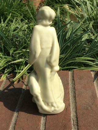 RARE ROOKWOOD POTTERY ART DECO ERTL STYLE GIRL AND DOG SCULPTURE FIGURE STATUE 2