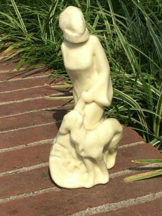 RARE ROOKWOOD POTTERY ART DECO ERTL STYLE GIRL AND DOG SCULPTURE FIGURE STATUE 9