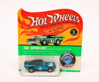 Vintage Hot Wheels Redline Spoilers Black Roof Boss Hoss Mustang Aqua UNPUNCHED 2