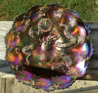 Rare,  Fenton 1914 Parkersburg,  Wv B.  P.  O.  E.  Carnival Glass Plate