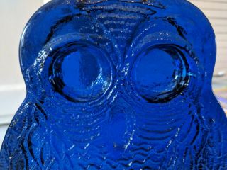 Vintage Glass Blenko Owl Bookends by Joel Meyers Mid Century Modern Cobalt Blue 2