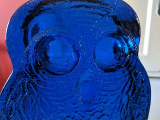 Vintage Glass Blenko Owl Bookends by Joel Meyers Mid Century Modern Cobalt Blue 3
