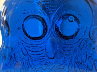 Vintage Glass Blenko Owl Bookends by Joel Meyers Mid Century Modern Cobalt Blue 7