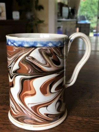 Rare Mochaware Marbleized Creamware Mug