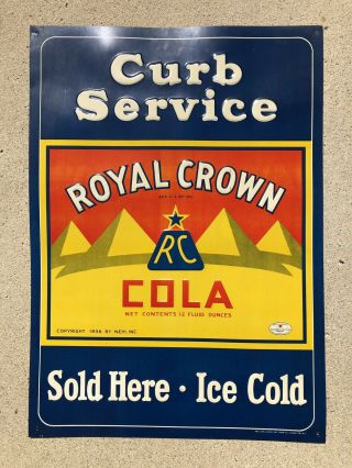 Rare Vintage 1936 Rc Cola Royal Crown Embossed Metal Sign Soda Pop Advertising