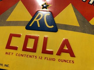Rare Vintage 1936 RC COLA ROYAL CROWN EMBOSSED METAL SIGN Soda Pop Advertising 5