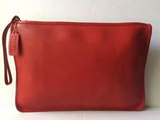 Coach Vintage 70s Nyc Bonnie Cashin Red Leather Clutch Pouch Portfolio Bag Purse