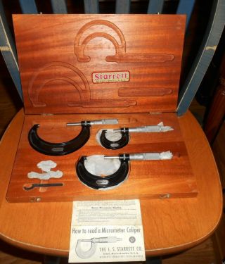 Vintage Starrett Machinists Tools No.  436 1 " / No.  436 2 " / No 436 3 "