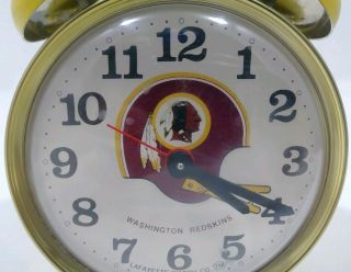 Vintage 1970 ' s Washington Redskins NFL Collectible Twin Bell Alarm Clock RARE 2