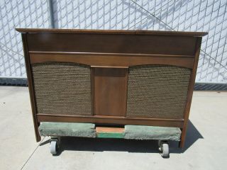Vintage Mid Century Modern Stereo Console Tube Am/fm Receiver W/ Turntable Ge