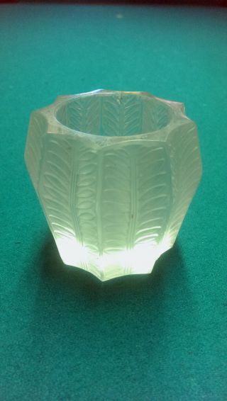 Vintage Lalique French Art Glass Jamaique Frosted Crystal Matchstick Holder