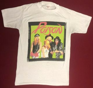 Vintage 80s Poison Concert Tour T - Shirt 1989 World Series Of Rock Alpine Valley