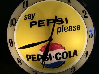 Pepsi Double Bubble Clock.  Rare Version 1962 Cola Soda Advertising