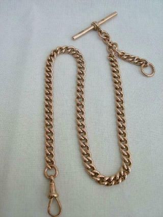 9ct Solid Rose Gold Albert Antique Watch Chain 35.  8 Grams.  Chester 1918.
