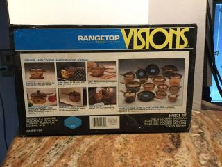 Vintage Corning Amber Visions 6 Piece Saucepot Set NEVER OPENED 3