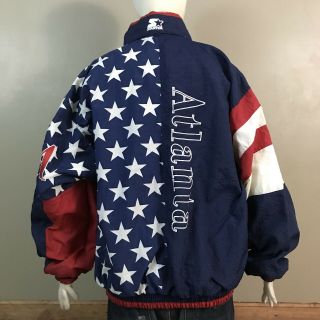 Vtg Rare 1996 Atlanta Olympic Games Starter Windbreaker Usa Flag Jacket Sz Xl