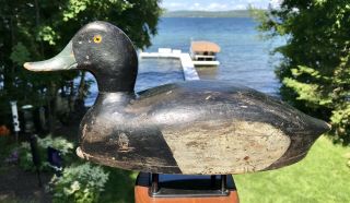 Vintage Chris Smith Drake Bluebill Duck Decoy Michigan Great Form Hollow Op