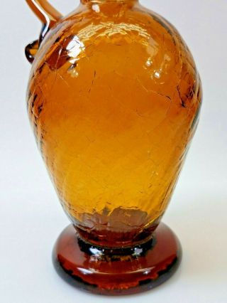 Vintage Mark Matthews Amber Crackle Glass Decanter 1985 RARE 11 1/2 