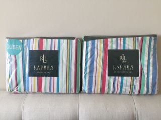 Nwt Ralph Lauren Harbor View Striped Flat & Fitted Sheet Turquoise