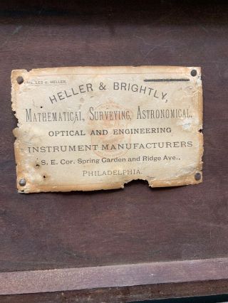 Antique 19th Century Surveyor’s Compass James W Queen In Heller & Brightly Box 2