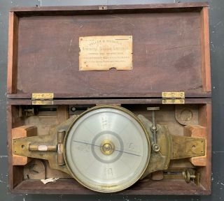 Antique 19th Century Surveyor’s Compass James W Queen In Heller & Brightly Box 6