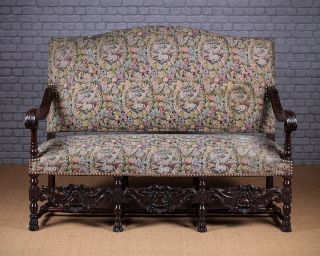 Antique Carolean Style Carved Walnut Couch.  C1930.