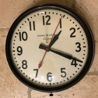 Vintage Clock General Electric Telechron School Wall Industrial 13 "