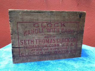 Rare Antique Seth Thomas Clock Co.  Wooden Crate Box Thomaston Conn.  Usa Decor