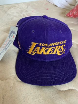 Vintage Black Los Angeles Lakers Snapback Hat Cap La 90s Sports Specialties Nba