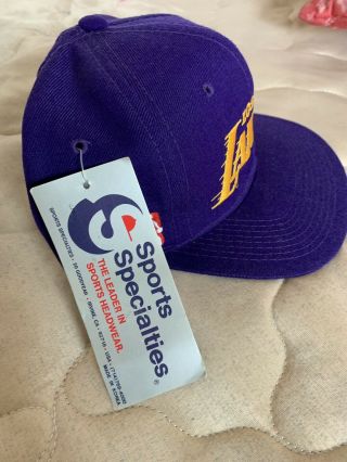 Vintage black Los Angeles Lakers Snapback Hat Cap LA 90s Sports Specialties NBA 2