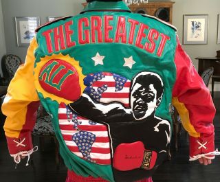 Rare Signed Muhammad Ali Leather Boxing Jacket By Richard Hamilton