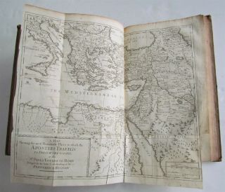 1722 JOHN BASKETT BIBLE antique FOLIO in ENGLISH illustrated w/ 6 FOLD OUT MAPS 12