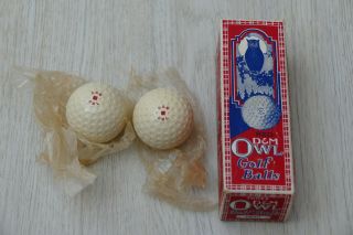 Vintage Antique D&m 3 " Owl Mesh Golf Balls " Box Including 2 Balls -