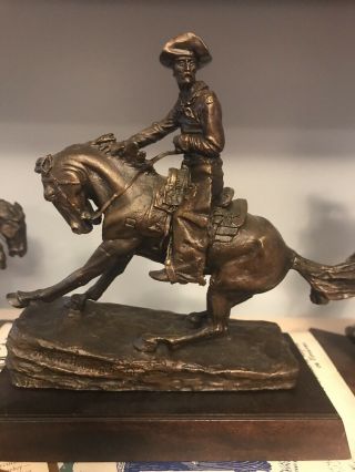 Vintage Authentic Frederic Remington Bronze Cowboy Statue 20x15 Inches.