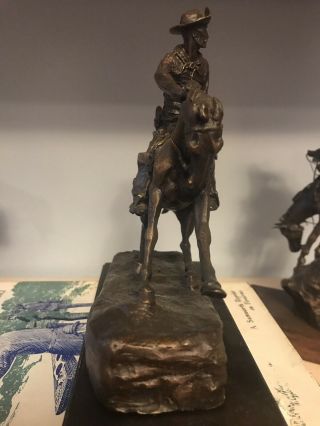 Vintage Authentic Frederic Remington Bronze Cowboy Statue 20x15 Inches. 4