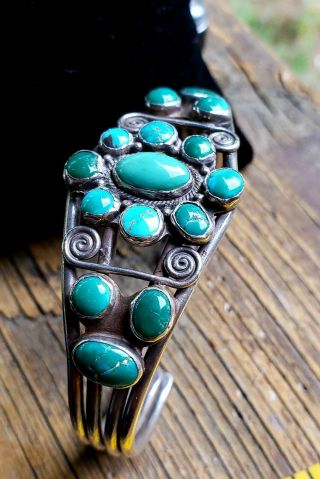 Vintage Old Pawn Native American Navajo Sterling Turquoise Bracelet