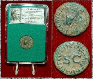 Ancient Roman Coin Claudius Quadrans Modius On Obverse And S - C On Reverse