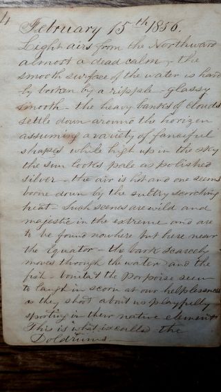 CIRCA 1856 HANDWRITTEN DIARY VOYAGE AT SEA BY UNITED STATES CONSUL TO MAURITIUS 10