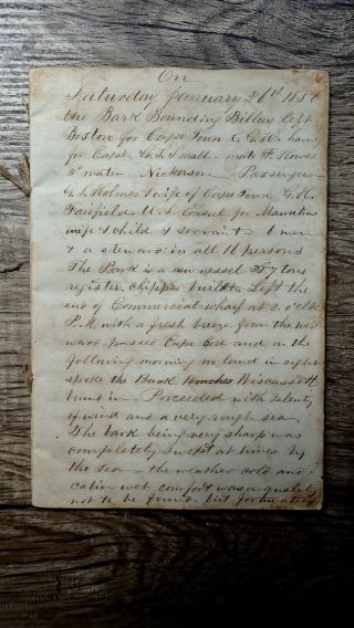 CIRCA 1856 HANDWRITTEN DIARY VOYAGE AT SEA BY UNITED STATES CONSUL TO MAURITIUS 2