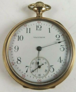 Antique Waltham 15 Jewel Pocket Watch In Gold Plated 20 Year Case 1909