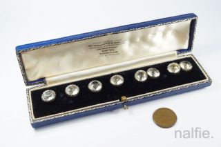 Antique Georgian Period Silver Foiled Rock Crystal Cufflinks & Buttons Set C1780