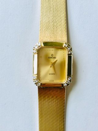 Vintage 14k Yellow Gold Diamond Ladies Concord Quartz Watch,  34.  1 Grams