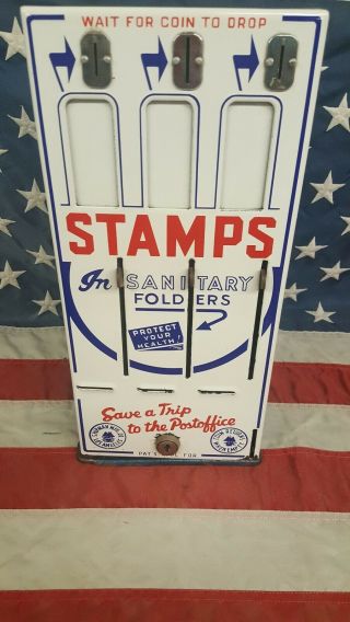 Shipman Mfg.  Co.  Porcelain Stamp Machine 10 Cent Vending Usa Vintage Antique 40s
