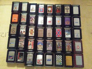 40 Vintage Camel Zippo lighters,  40 Other Zippos,  Display unfired 80 total 5