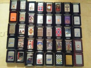 40 Vintage Camel Zippo lighters,  40 Other Zippos,  Display unfired 80 total 6