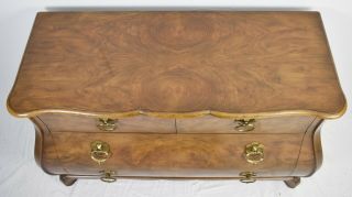 Baker Burl Walnut Bombe Chest of Drawers Hollywood Recency Style 2