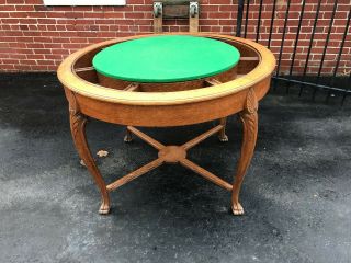 Antique Victorian Rj Horner Hunzinger Era Oak Flip Top Game Table